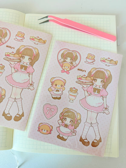 Milky's — Kuma Cafe Sticker Sheet