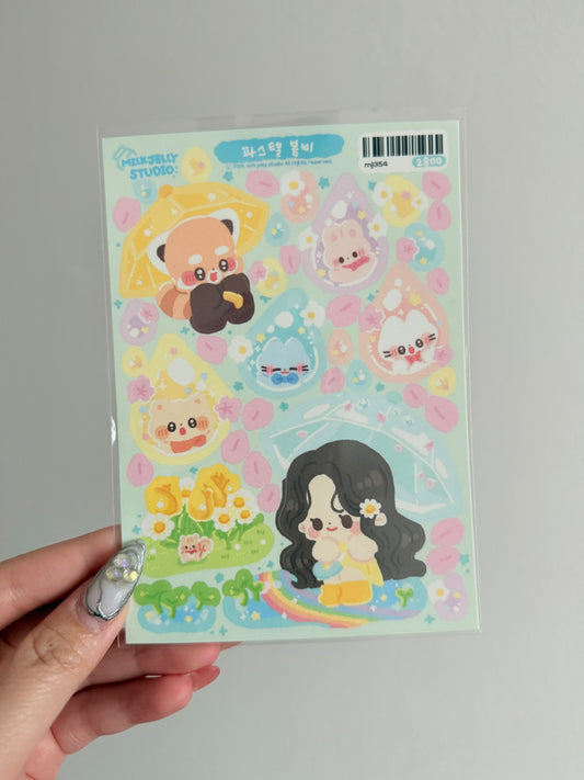 Milk Jelly Studio — Pastel Spring Rain Sticker Sheet