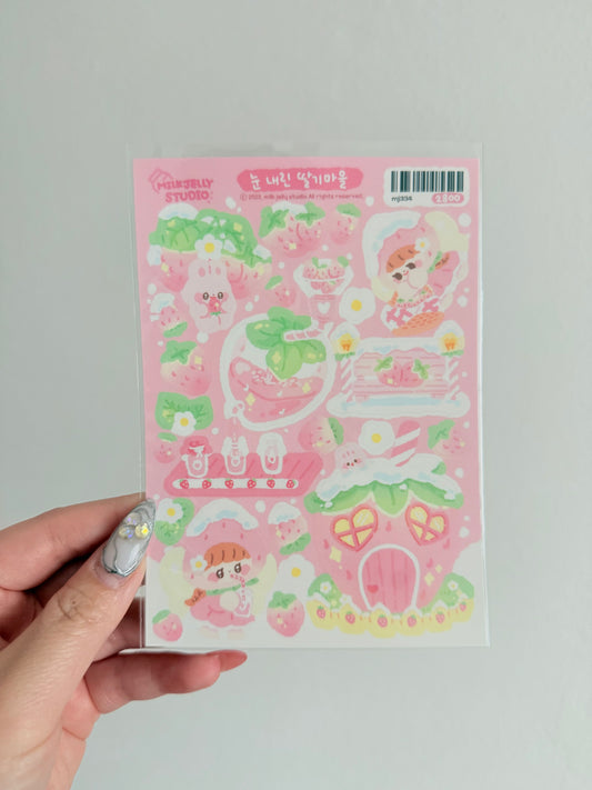 Milk Jelly Studio — Snowy Strawberry Village Sticker Sheet
