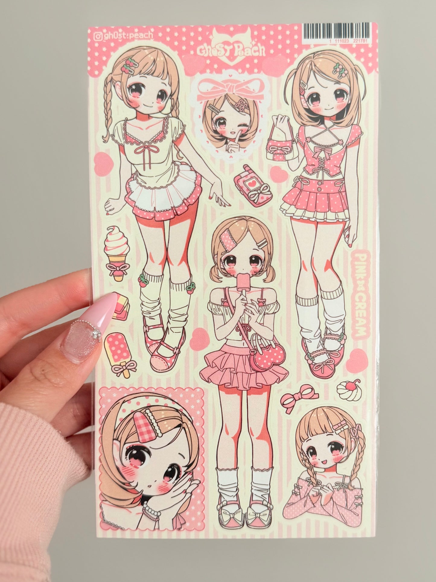 Ghost Peach — Pink Cream Lookbook Sticker Sheet