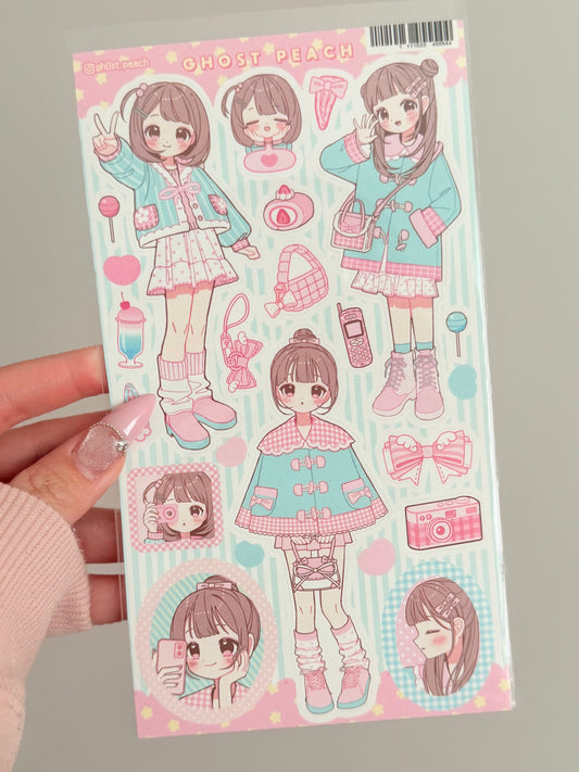 Ghost Peach — Fluffy Soda Lookbook Sticker Sheet