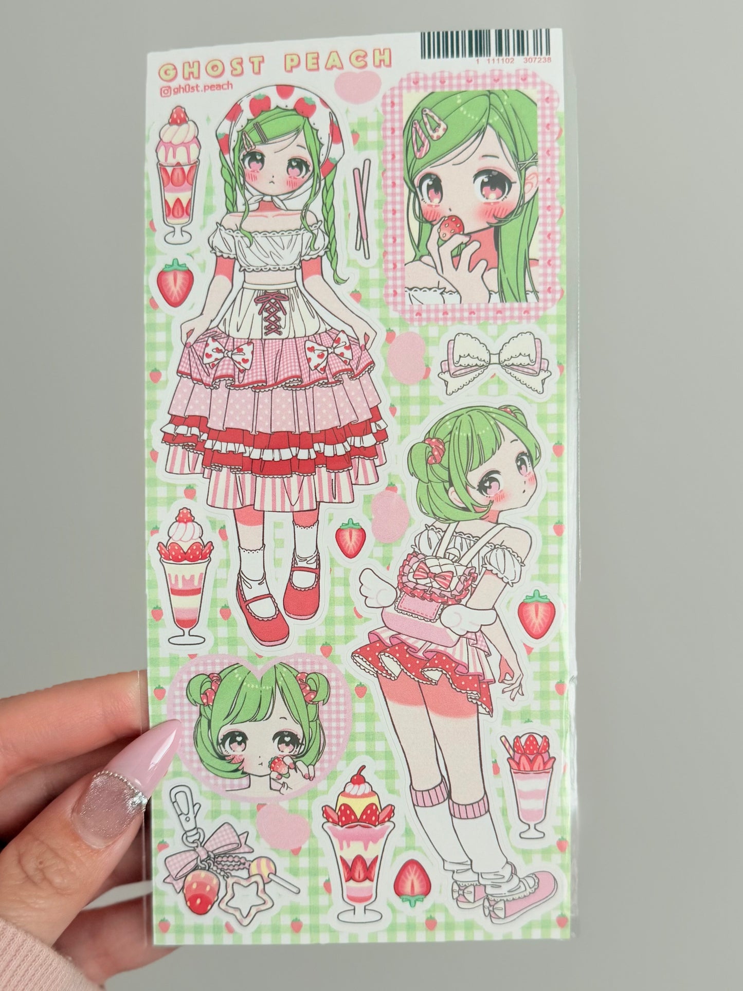 Ghost Peach — Strawberry Parfait Sticker Sheet